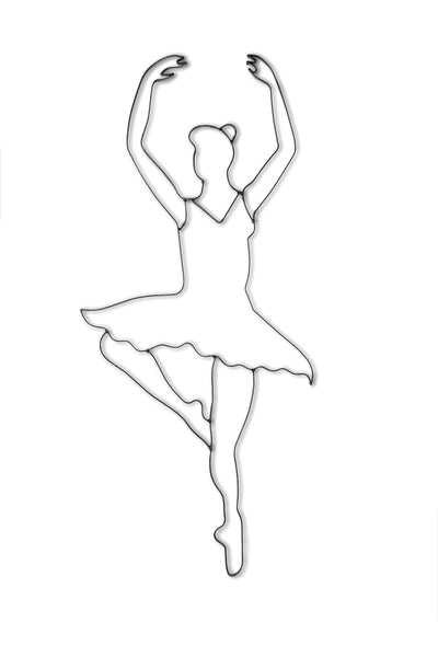 Front view of ballet dancer metal wall art and decor