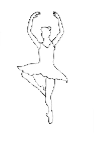 Front view of ballet dancer metal wall art and decor