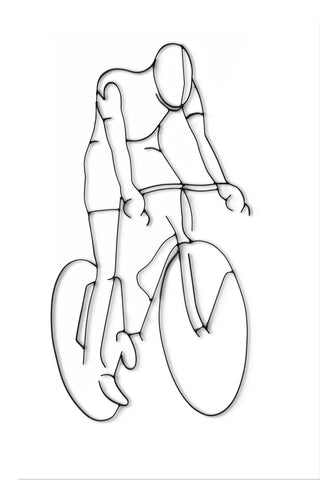 Front view of Bicyclist metal wall art and decor