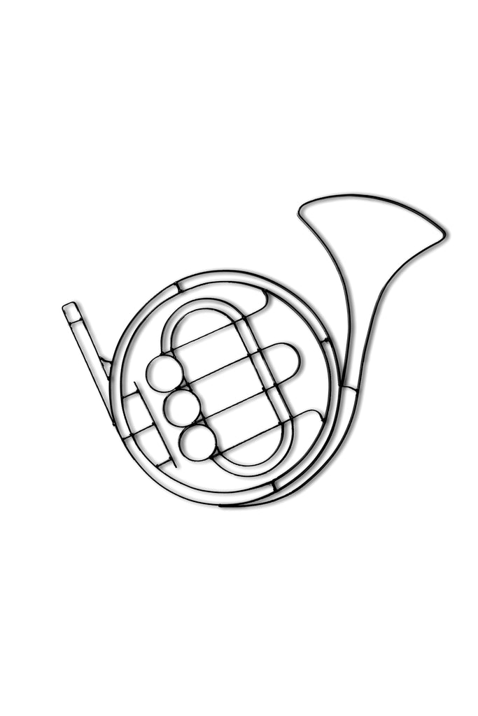 french horn clipart black and white