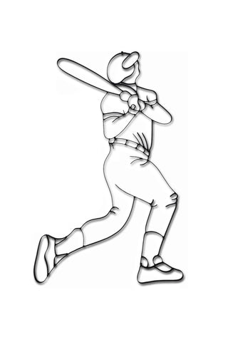 Front view of Baseball batter metal wall art and decor