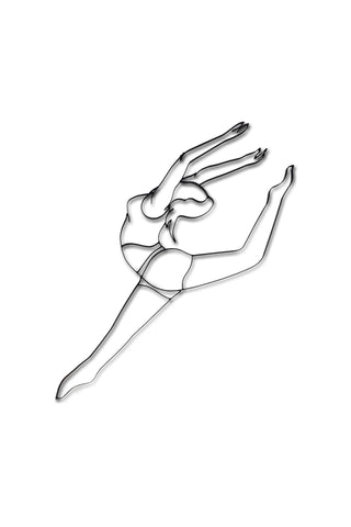 Front view of female dancer metal wall art and decor