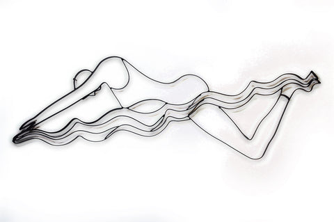 Metal Swimming Wall Decor Female Sculpture
