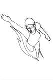 Front view of female Swimmer metal wall art and decor