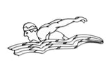 Front view of Butterfly Stroke Swimmer metal wall art and decor