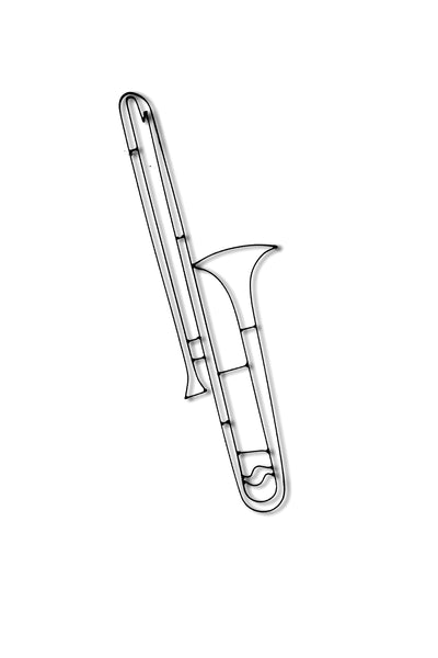 Front view of Metal Trombone wall art and decor