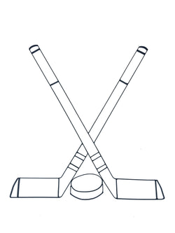 Metal Hockey stick and puck front view
