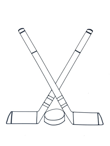 Metal Hockey stick and puck front view
